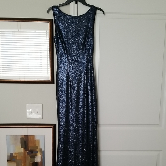 Elegant Navy Sequin Gown - Picture 1 of 5